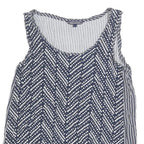 TOMMY HILFIGER Womens Navy & White Printed Sleeveless Round Neck Top S Casual