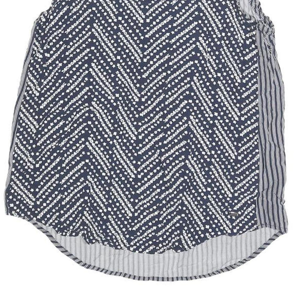 TOMMY HILFIGER Womens Navy & White Printed Sleeveless Round Neck Top S Casual