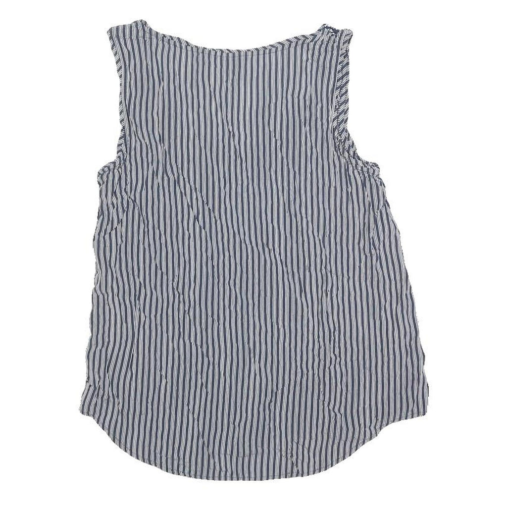 TOMMY HILFIGER Womens Navy & White Printed Sleeveless Round Neck Top S Casual