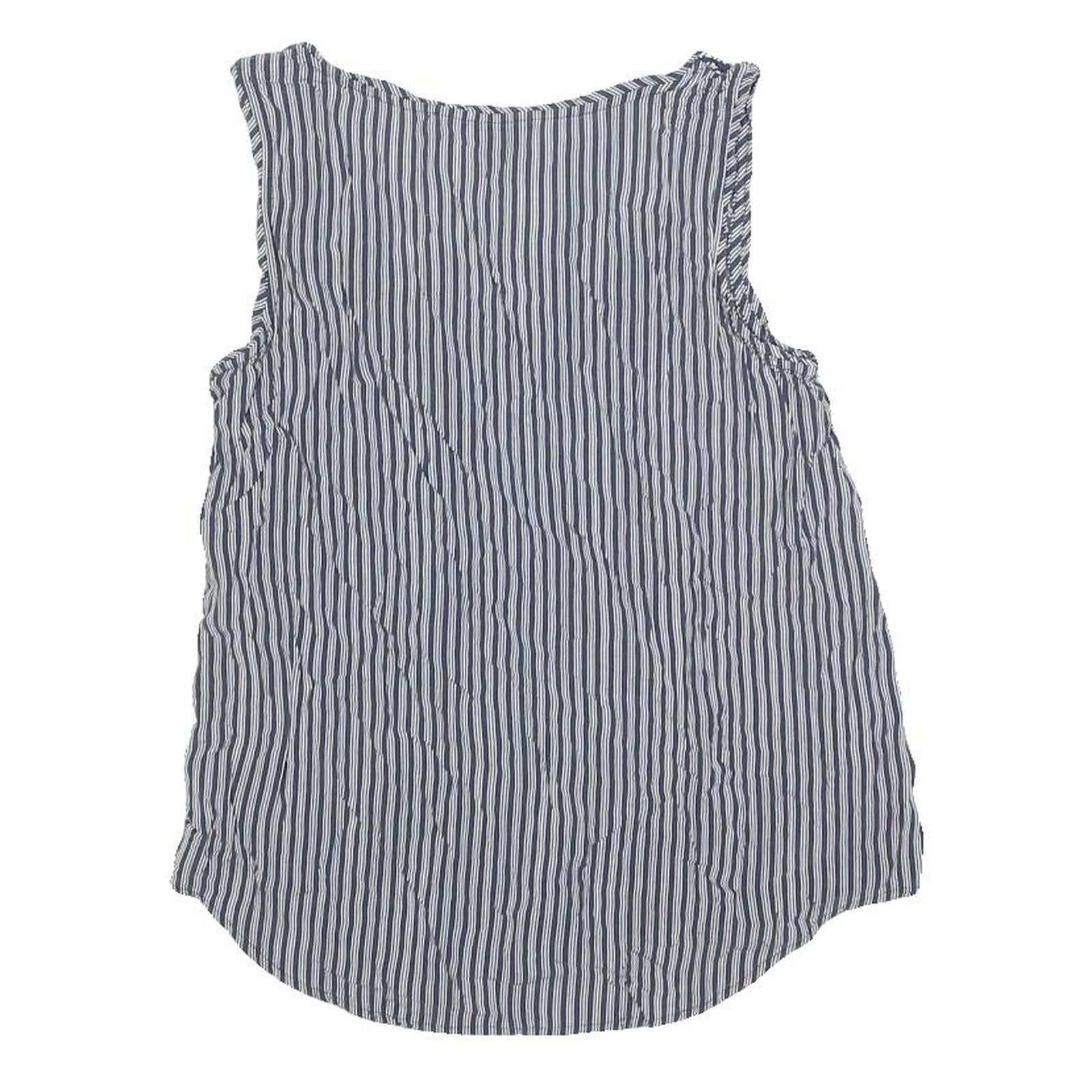 TOMMY HILFIGER Womens Navy & White Printed Sleeveless Round Neck Top S Casual