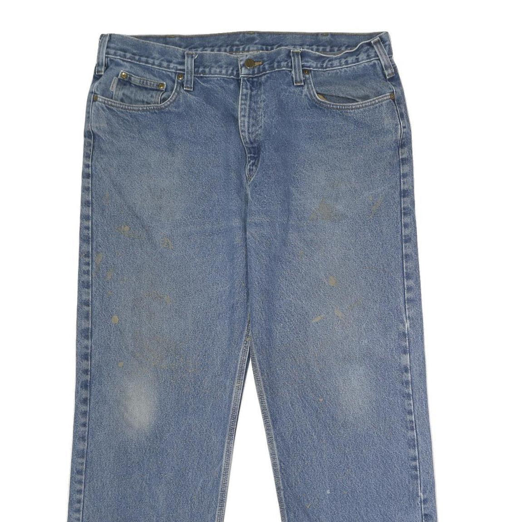 CARHARTT Mens Classic Blue Denim Jeans W40 L30 Zip Closure Relaxed Fit