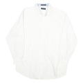 NAUTICA Mens White Plain Shirt L Cotton Blend Button Down Collar Long Sleeve