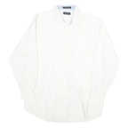 NAUTICA Mens White Plain Shirt L Cotton Blend Button Down Collar Long Sleeve
