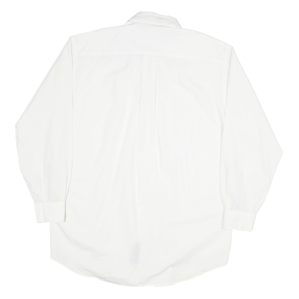 NAUTICA Mens White Plain Shirt L Cotton Blend Button Down Collar Long Sleeve