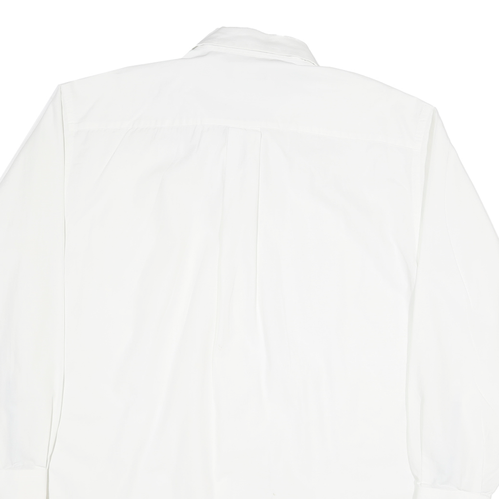NAUTICA Mens White Plain Shirt L Cotton Blend Button Down Collar Long Sleeve