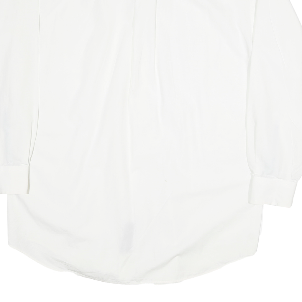 NAUTICA Mens White Plain Shirt L Cotton Blend Button Down Collar Long Sleeve