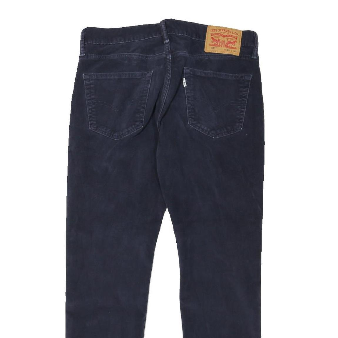 LEVI'S Mens Slim Navy Blue Cotton Blend Trousers W30 L27 Zip Closure