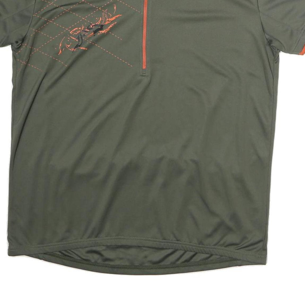 IXS Mens Green & Orange Cycling Zip Neck T-Shirt 3XL Short Sleeve Polyester