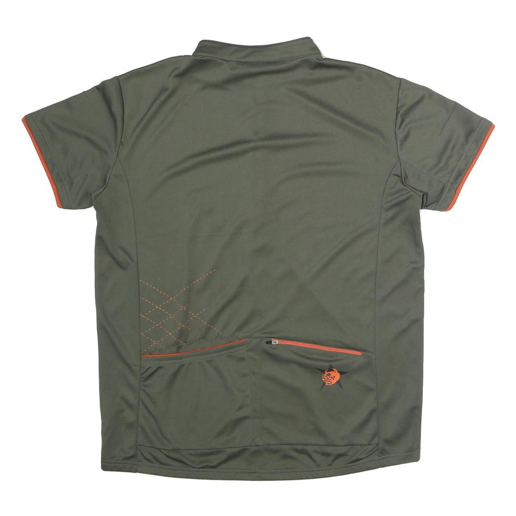 IXS Mens Green & Orange Cycling Zip Neck T-Shirt 3XL Short Sleeve Polyester