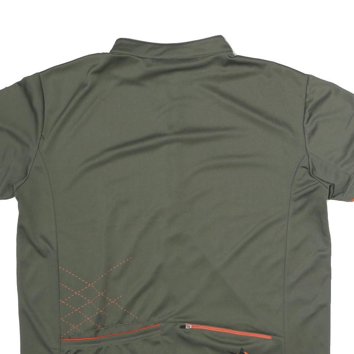 IXS Mens Green & Orange Cycling Zip Neck T-Shirt 3XL Short Sleeve Polyester