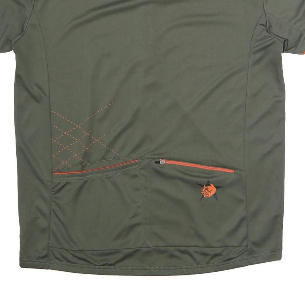 IXS Mens Green & Orange Cycling Zip Neck T-Shirt 3XL Short Sleeve Polyester