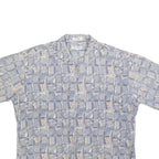 VIA VENTO Mens Blue & Beige Pattern Cotton Shirt XL Relaxed Fit Summer Casual