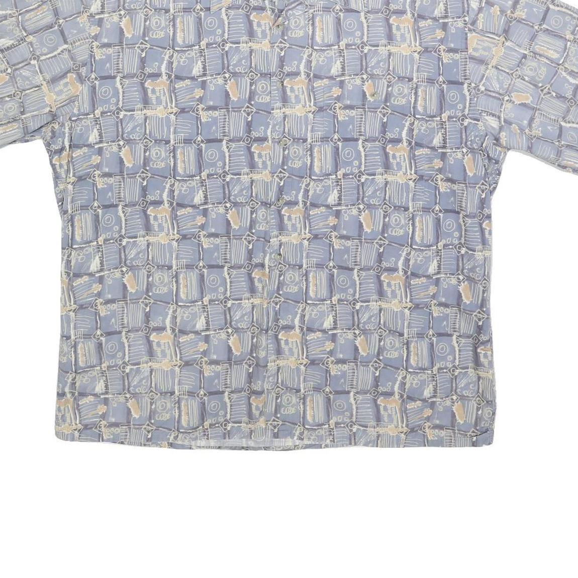 VIA VENTO Mens Blue & Beige Pattern Cotton Shirt XL Relaxed Fit Summer Casual