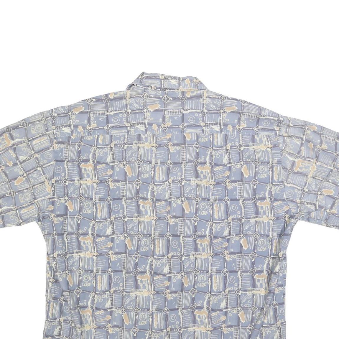 VIA VENTO Mens Blue & Beige Pattern Cotton Shirt XL Relaxed Fit Summer Casual