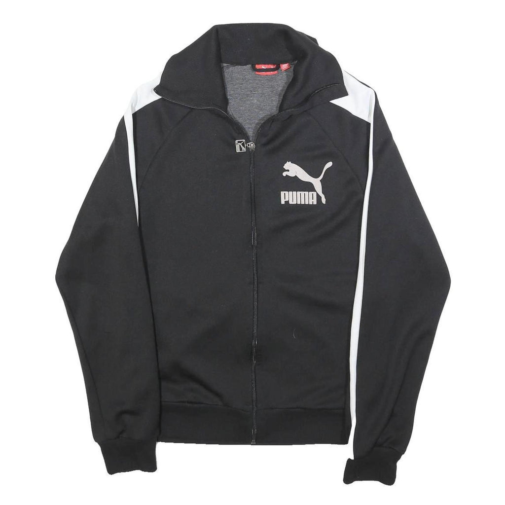 PUMA Womens Black & White Track Jacket L Polyester Blend Zip Athletic Sportswear