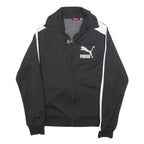 PUMA Womens Black & White Track Jacket L Polyester Blend Zip Athletic Sportswear
