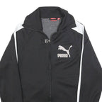 PUMA Womens Black & White Track Jacket L Polyester Blend Zip Athletic Sportswear