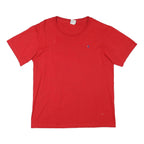 CHAMPION Mens Red Plain T-Shirt L Short Sleeve Crew Neck Classic Cotton Blend