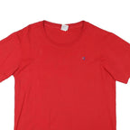 CHAMPION Mens Red Plain T-Shirt L Short Sleeve Crew Neck Classic Cotton Blend