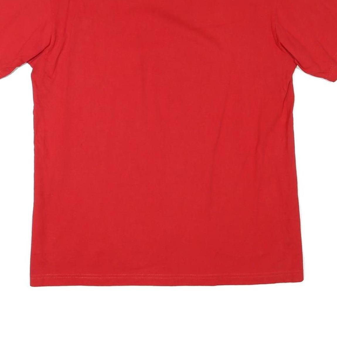 CHAMPION Mens Red Plain T-Shirt L Short Sleeve Crew Neck Classic Cotton Blend