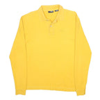 FILA Mens Yellow Long Sleeve Plain M Cotton Polo Shirt Basic