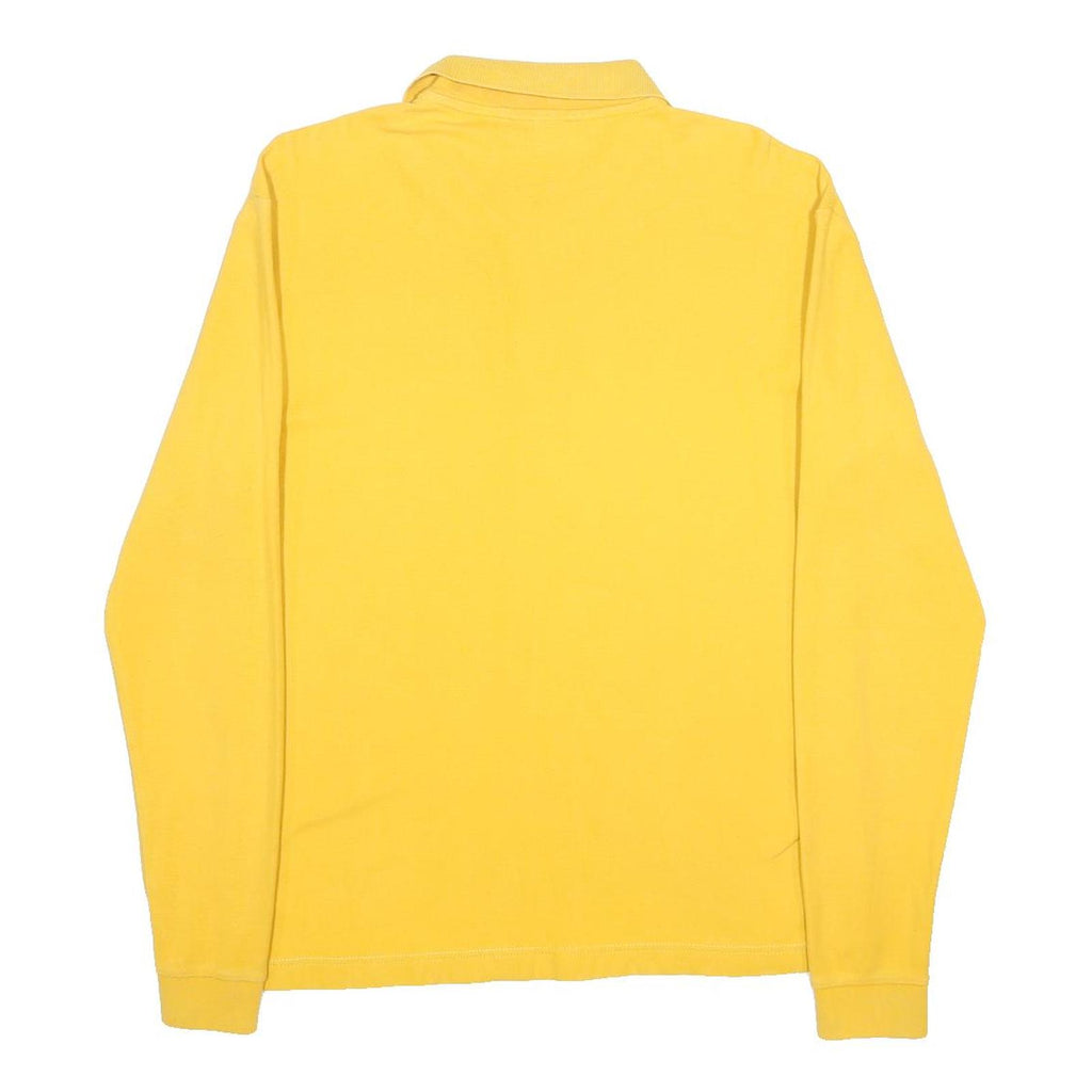 FILA Mens Yellow Long Sleeve Plain M Cotton Polo Shirt Basic