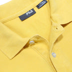 FILA Mens Yellow Long Sleeve Plain M Cotton Polo Shirt Basic