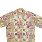 CAMPIA Mens Beige Patterned Shirt M Short Sleeve Casual Relaxed Fit