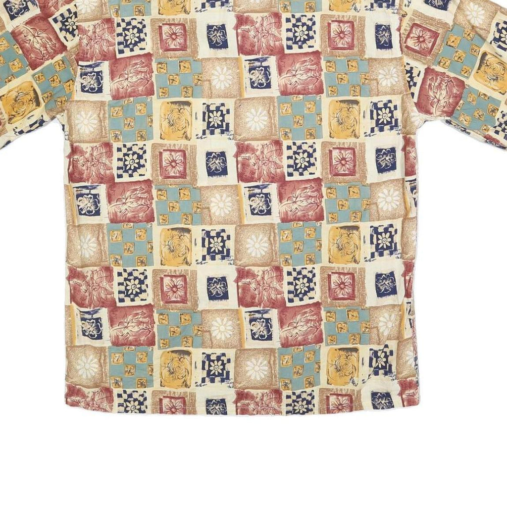 CAMPIA Mens Beige Patterned Shirt M Short Sleeve Casual Relaxed Fit