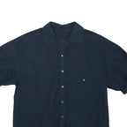 KENZO Womens Navy Blue Shirt Short Sleeve Button Neck M Casual Cotton Blend