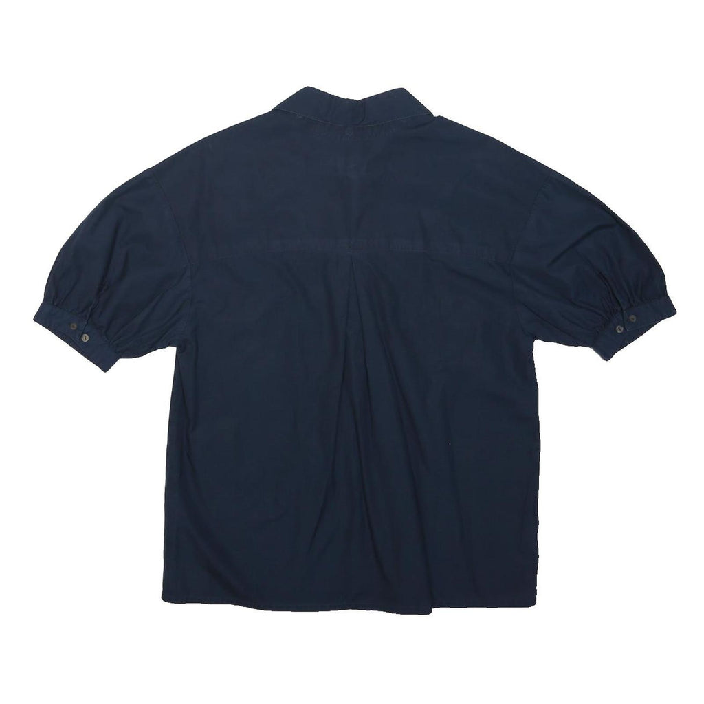 KENZO Womens Navy Blue Shirt Short Sleeve Button Neck M Casual Cotton Blend