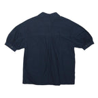 KENZO Womens Navy Blue Shirt Short Sleeve Button Neck M Casual Cotton Blend