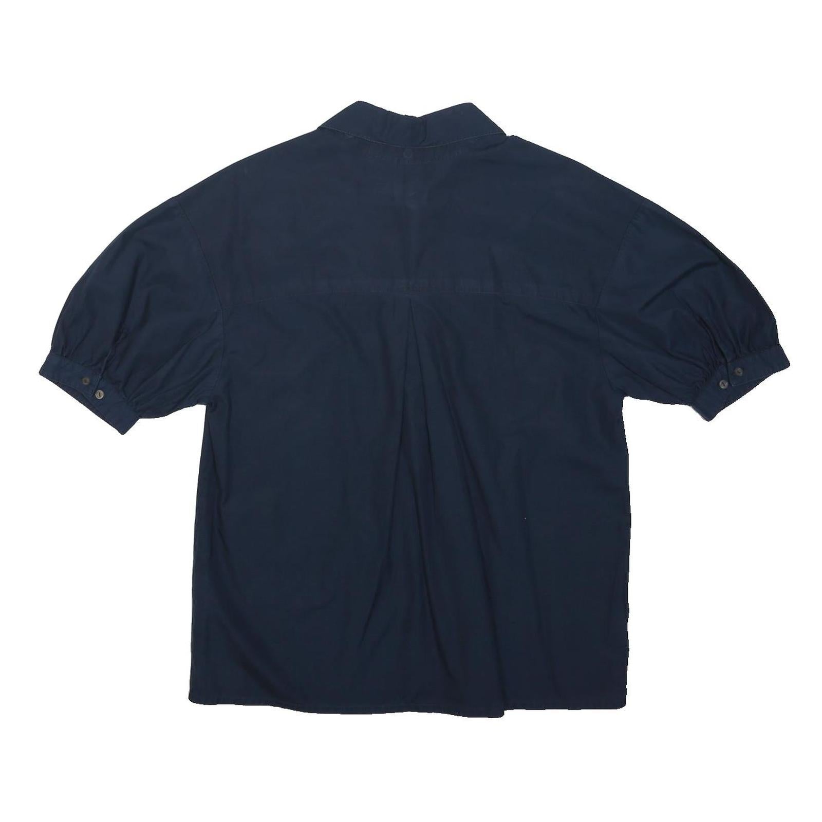 KENZO Womens Navy Blue Shirt Short Sleeve Button Neck M Casual Cotton Blend