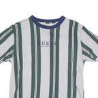 GUESS Mens Grey & Green Striped T-Shirt S Short Sleeve Crew Neck Cotton Blend
