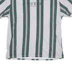 GUESS Mens Grey & Green Striped T-Shirt S Short Sleeve Crew Neck Cotton Blend