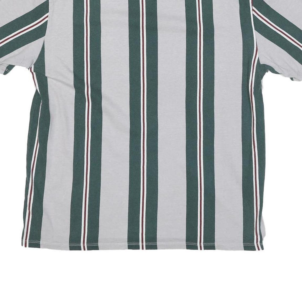 GUESS Mens Grey & Green Striped T-Shirt S Short Sleeve Crew Neck Cotton Blend
