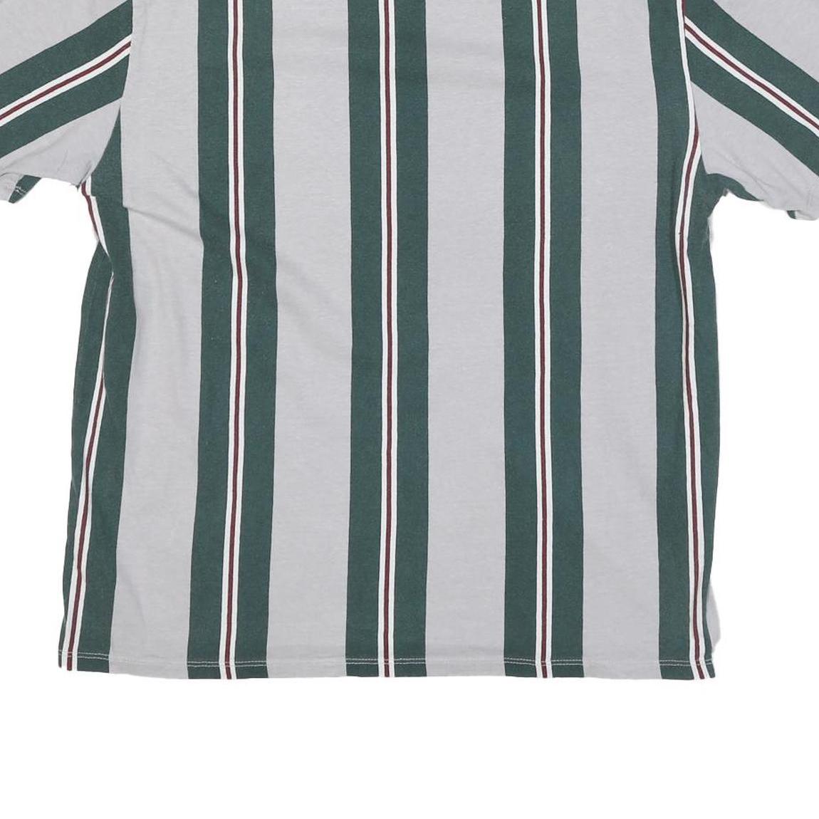 GUESS Mens Grey & Green Striped T-Shirt S Short Sleeve Crew Neck Cotton Blend