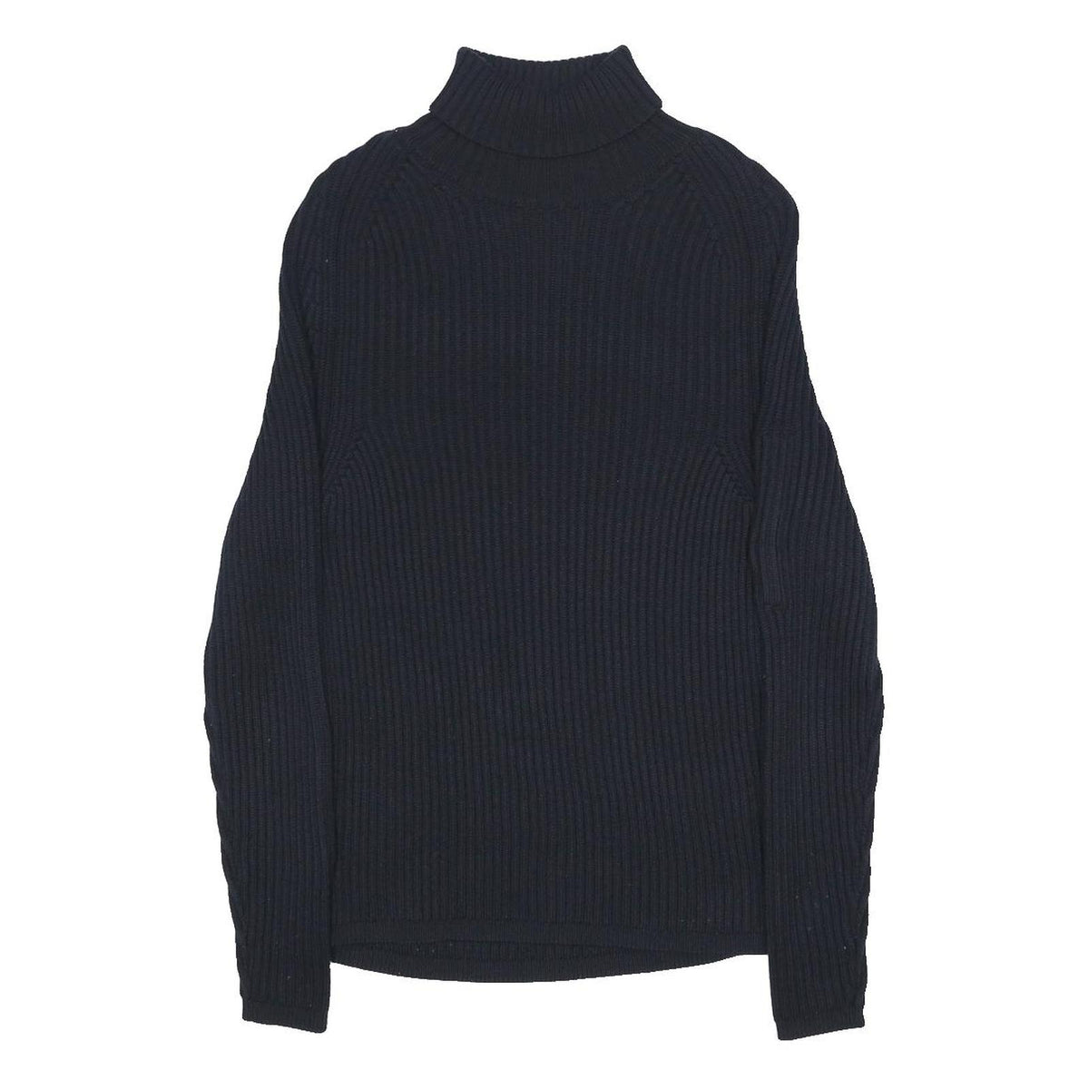 C.P. COMPANY Mens Black Patterned Plain Roll Neck Jumper S Rib Knit Slim Fit