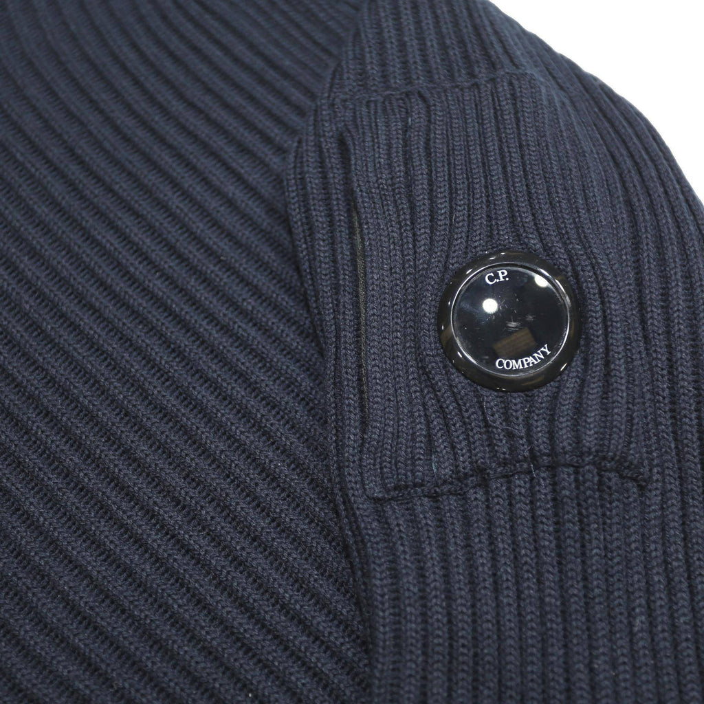 C.P. COMPANY Mens Black Patterned Plain Roll Neck Jumper S Rib Knit Slim Fit