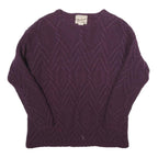 WOOLRICH Womens Purple Patterned Pullover Jumper Cable Knit S Soft Warm