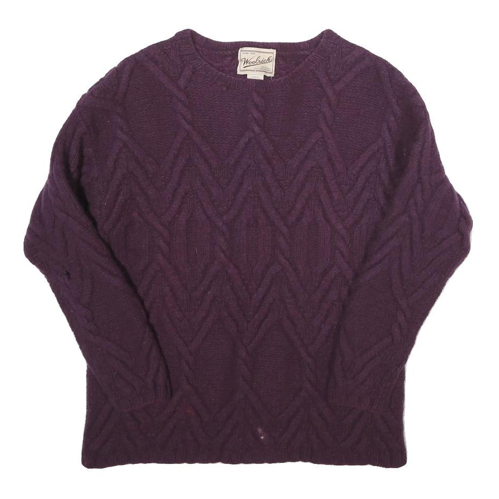 WOOLRICH Womens Purple Patterned Pullover Jumper Cable Knit S Soft Warm