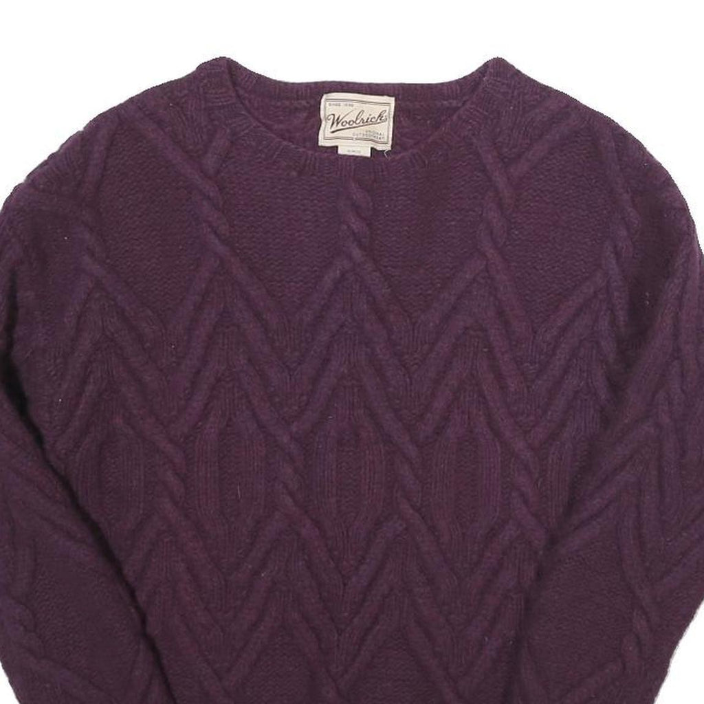 WOOLRICH Womens Purple Patterned Pullover Jumper Cable Knit S Soft Warm
