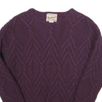 WOOLRICH Womens Purple Patterned Pullover Jumper Cable Knit S Soft Warm