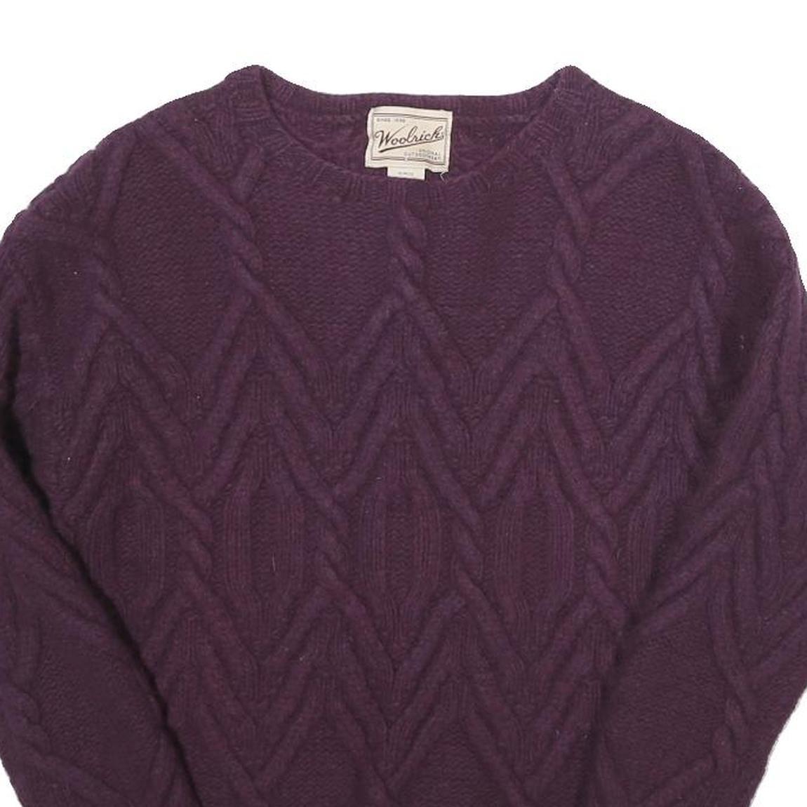 WOOLRICH Womens Purple Patterned Pullover Jumper Cable Knit S Soft Warm