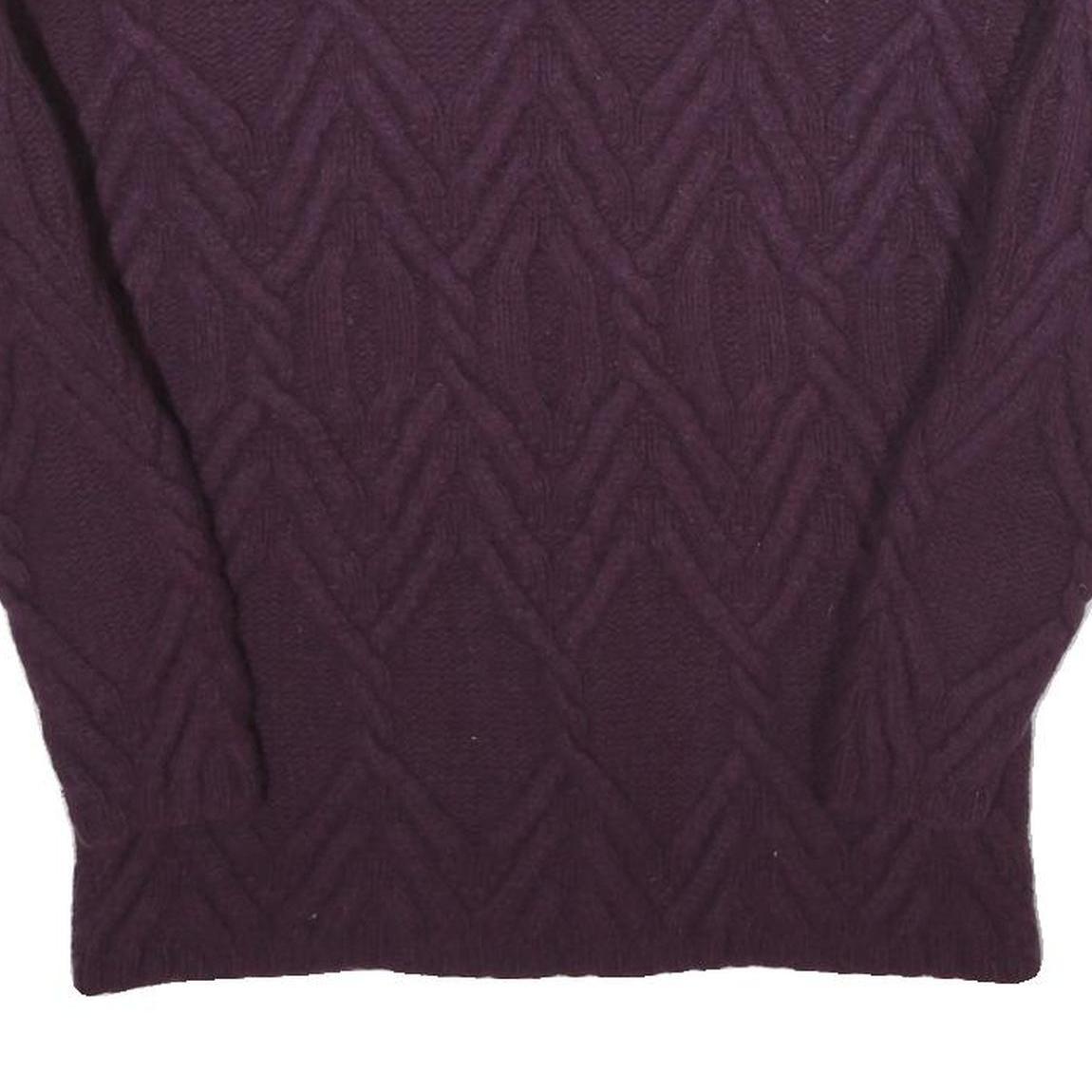 WOOLRICH Womens Purple Patterned Pullover Jumper Cable Knit S Soft Warm