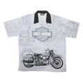 HARLEY DAVIDSON Mens White & Black Polyester Blend Shirt L Motorcycle Print
