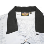 HARLEY DAVIDSON Mens White & Black Polyester Blend Shirt L Motorcycle Print