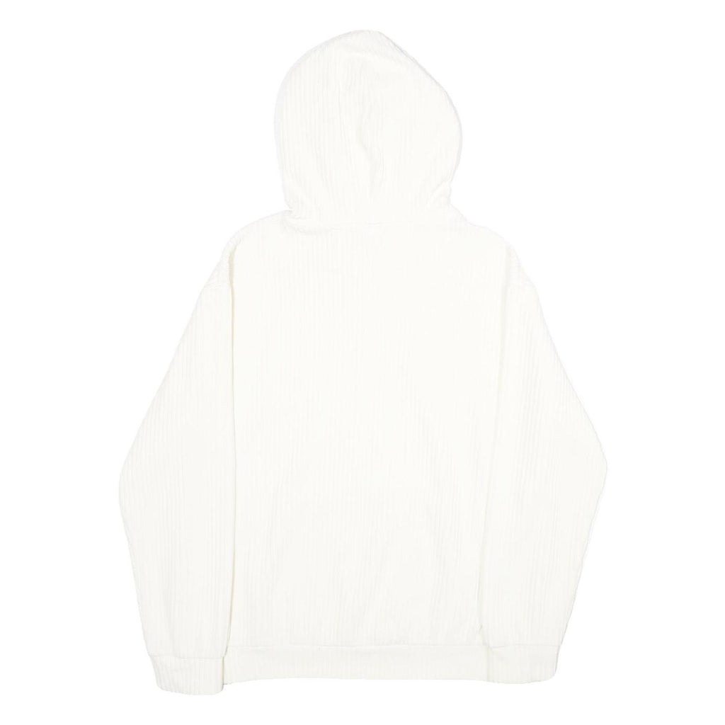 H&M Mens White Corduroy Hoodie M Casual Pullover Drawstring Hooded Sweatshirt