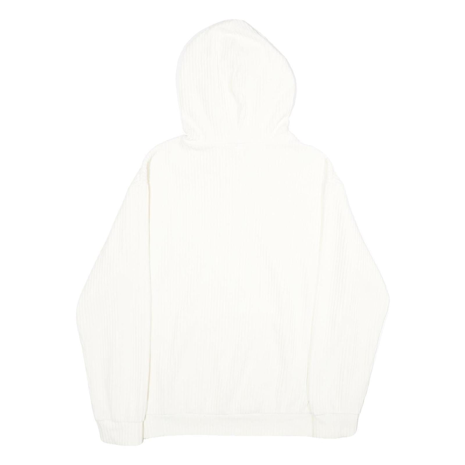 H&M Mens White Corduroy Hoodie M Casual Pullover Drawstring Hooded Sweatshirt