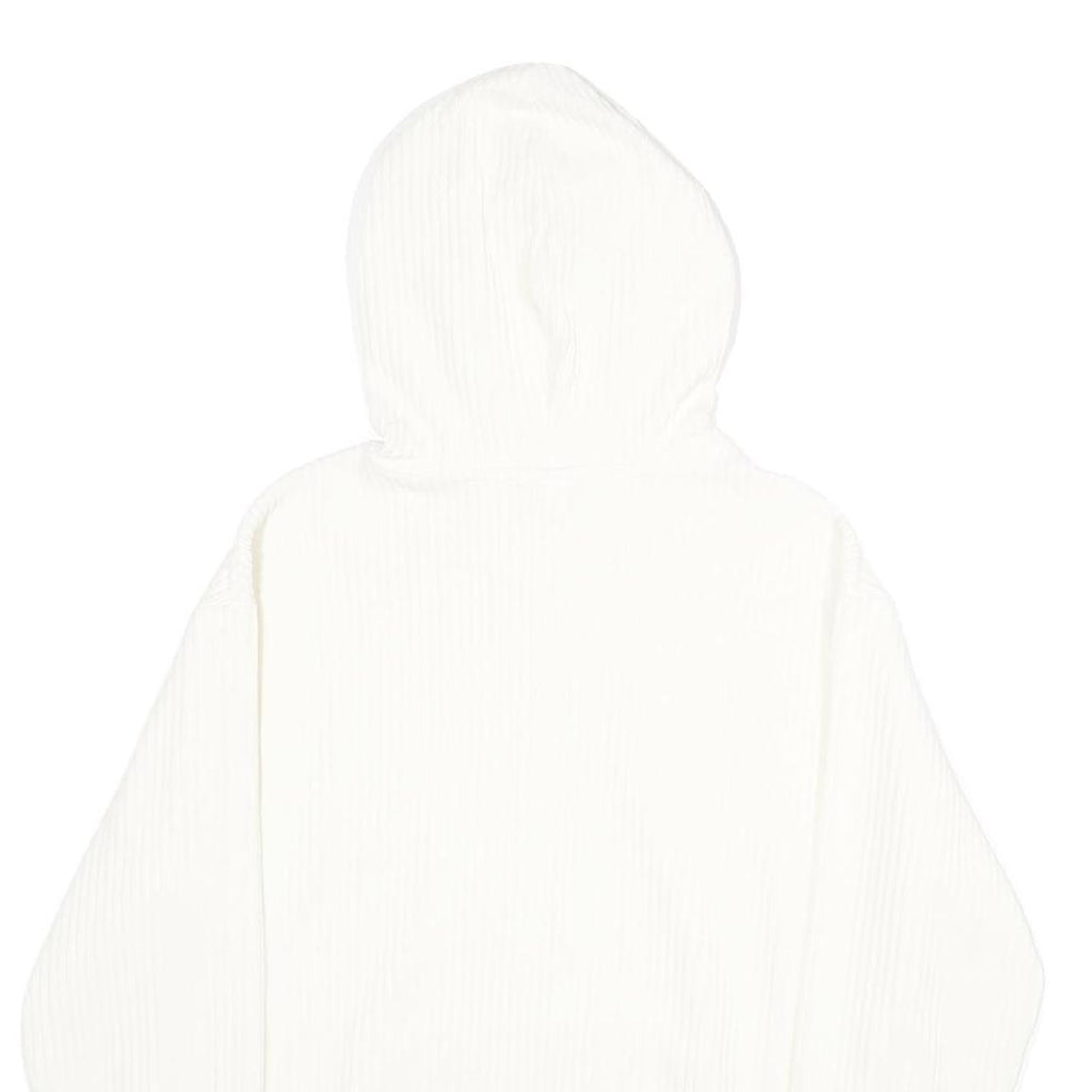 H&M Mens White Corduroy Hoodie M Casual Pullover Drawstring Hooded Sweatshirt
